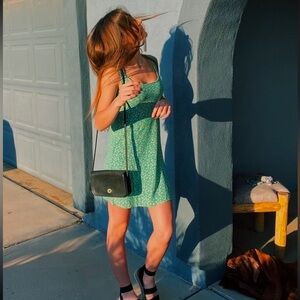 Green Floral Women's Babydoll Dress